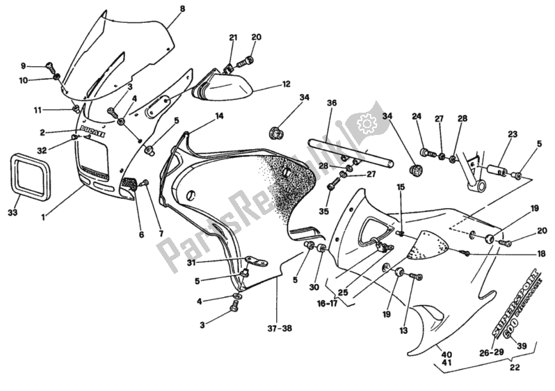 Toutes les pièces pour le Carénage Fm <003551 du Ducati Supersport 600 SS 1994